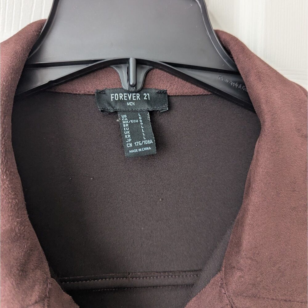 Forever 21 Men's Chocolate Brown Snap Button Faux Suede Men's Jacket Large - Picture 2 of 7